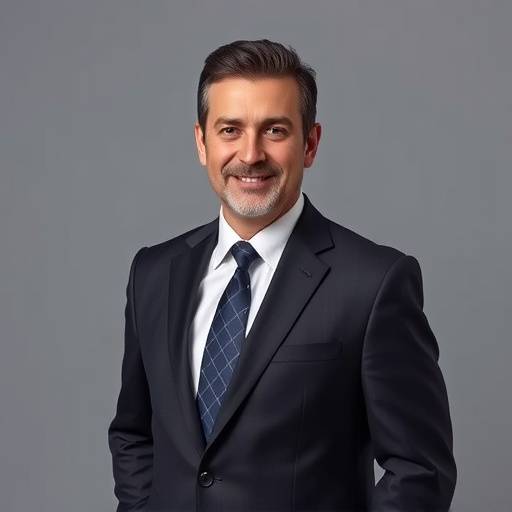 A professional business headshot of a man in a suit against a neutral background.