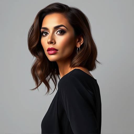 Elegant portrait of a sophisticated woman in a Chicago studio, emphasizing her poise and style.